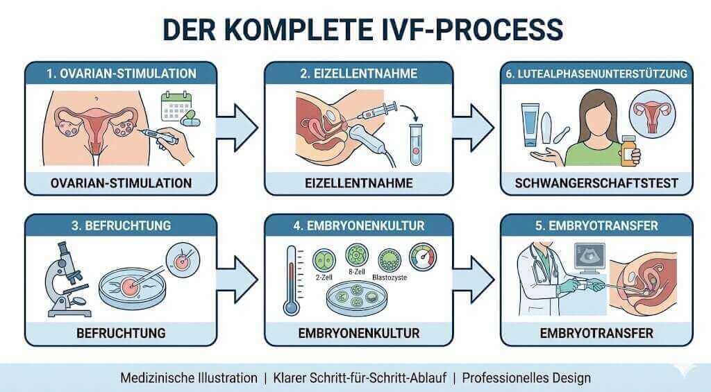 Vollständiges Flussdiagramm des FIV-Prozesses mit allen 6 Hauptschritten