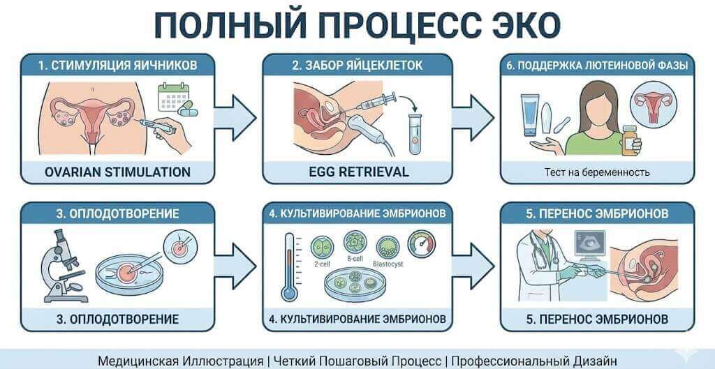 Полная блок-схема процесса ЭКО с 6 основными шагами